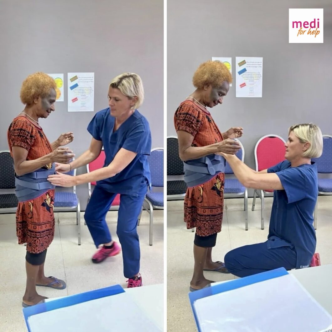 Patients and doctors work together on rehabilitation in Papua New Guinea.